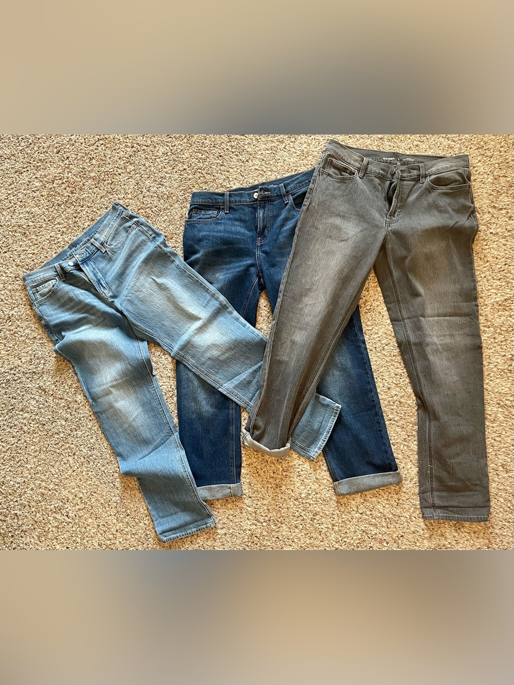 Women’s Size 8 Old Navy Boyfriend Jeans - Light Blue, Dark Blue & Black